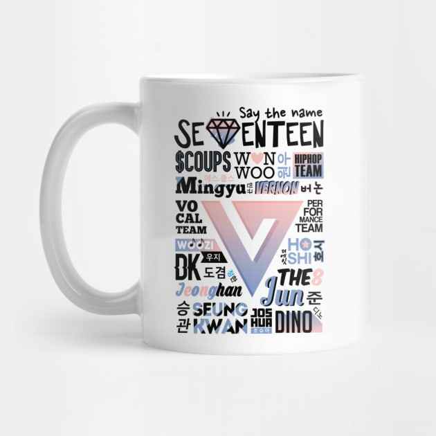 Seventeen Font Collage Mug