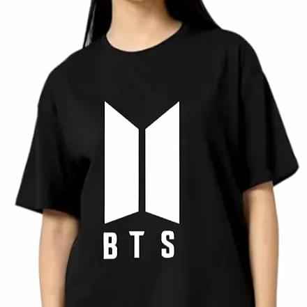 "BTS Women’s Black T-Shirt | Round Neck Cotton