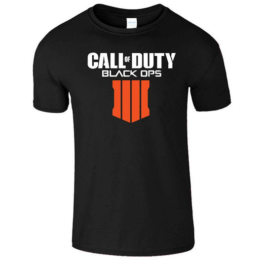 "Black Call of Duty Printed Cotton T-Shirt"