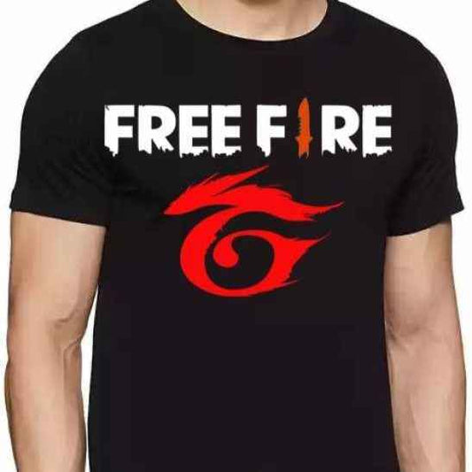 "Men's Black Cotton Freefire T-Shirt"